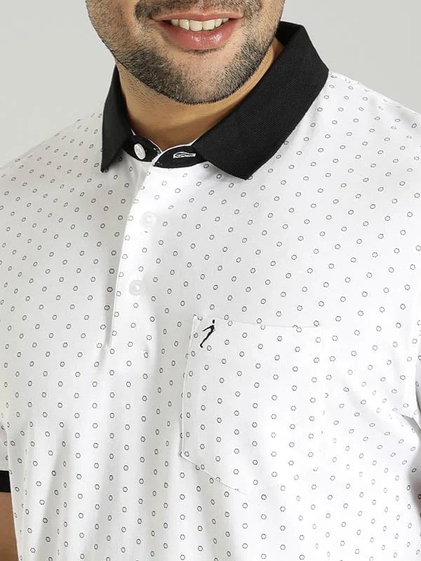 Indian Terrain Men's Half Sleeve Regular Fit White Polo T-Shirt